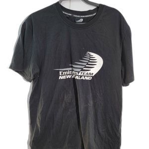 Emirates Team NZ Black Logo Print Cotton Blend Classic T-Shirt Men Large